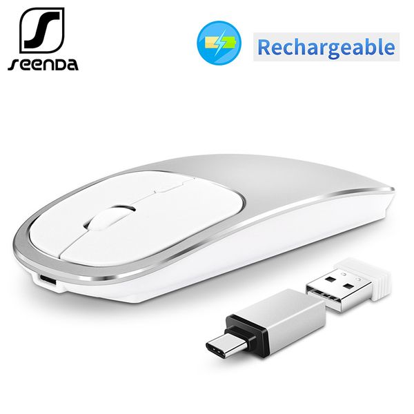 

seenda metal wireless mouse rechargeable silent click mouse usb type-c for mackbook notebook lappc ergonomic mice
