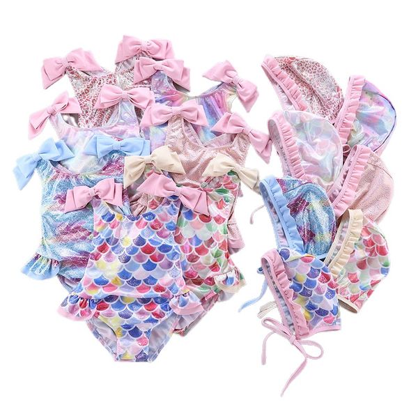 

wholesale baby girls swimming wear rainbow colorful shinne star cute one piece swimsuits with hat children fashion swimwear e20198, Black