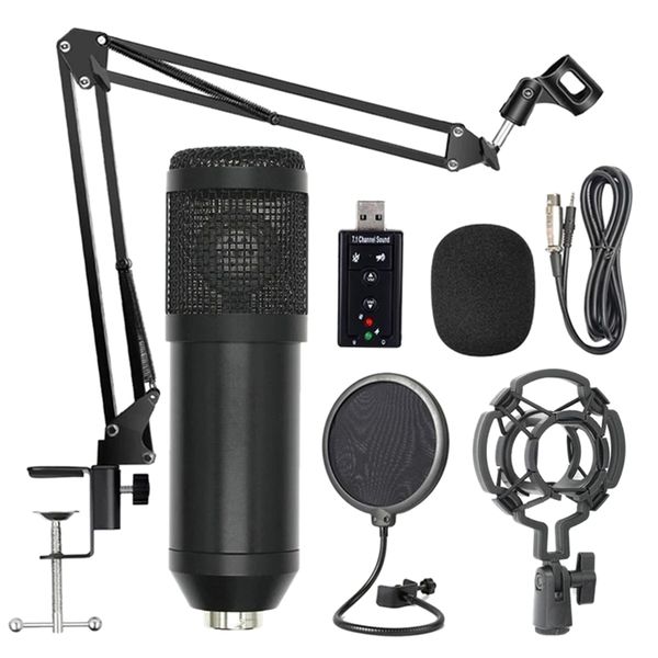 

bm800 professional suspension microphone kit live stream broadcasting recording condenser microphone set(black