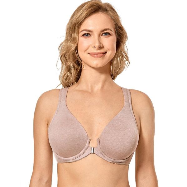 

women's underwire support unlined plunge full coverage racerback front closure bras plus size, Red;black