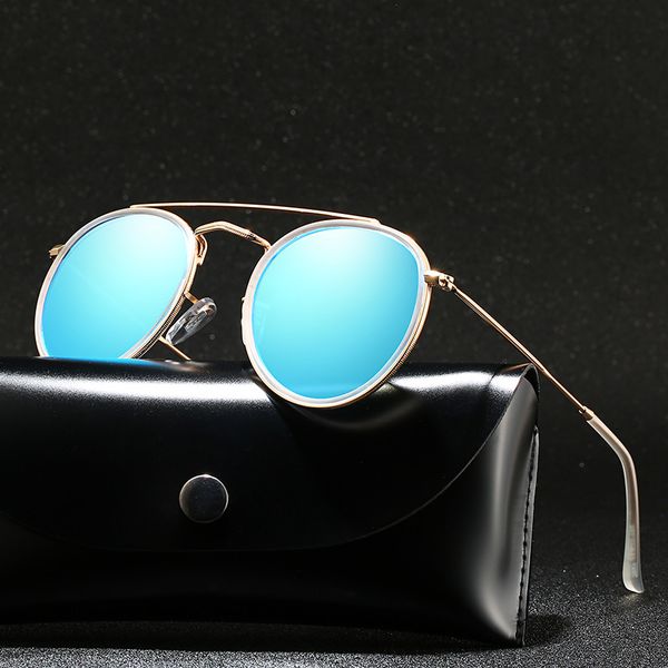 

with case round polarized sunglasses men brand designer polaroid sun glasses women metal frame black lens eyewear driving, White;black