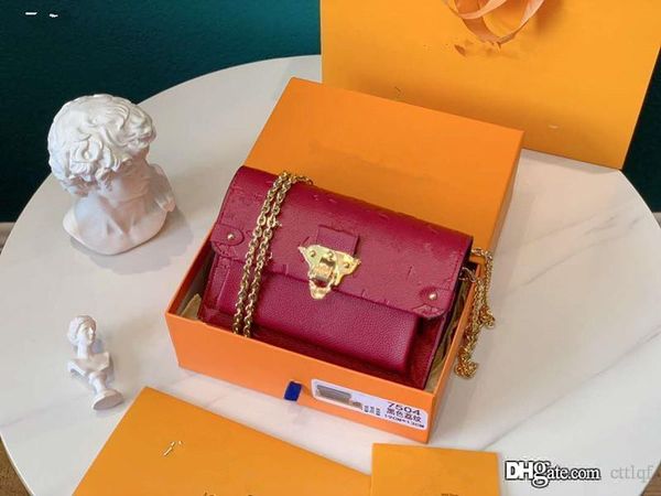

female presbyopic embossing genuine leather chain messenger one shoulder woman oblique cross product girls women fashion bags vintage