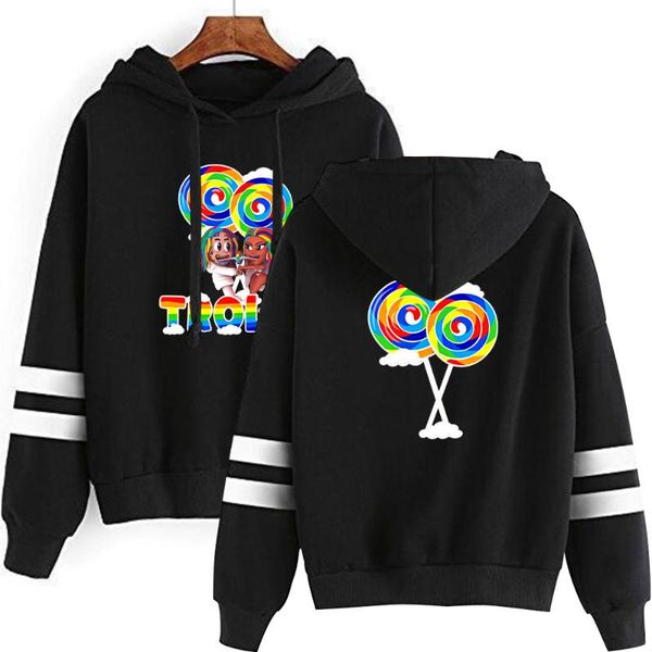 

trollz logo 6ix9ine & nicki mina harajuku with parallel bars hoodies sweatshirt pullovers casual hooded high quality, Black