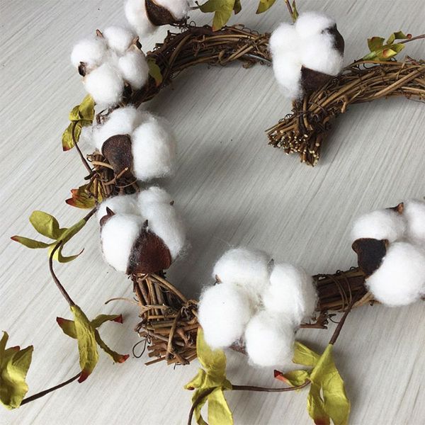 

artificial heart-shaped cotton flowers wreath outdoor for front door 67jb