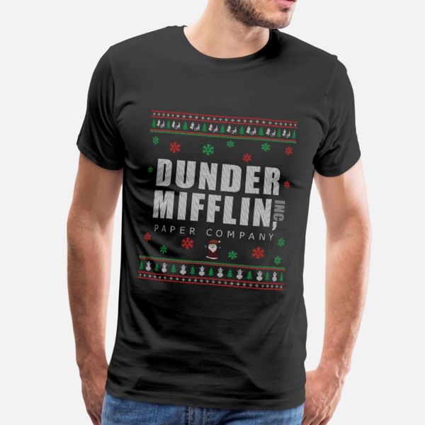 

the office christmas ugly sweater dunder mifflin t shirt men designs 100% cotton round neck homme fit casual spring normal shirt