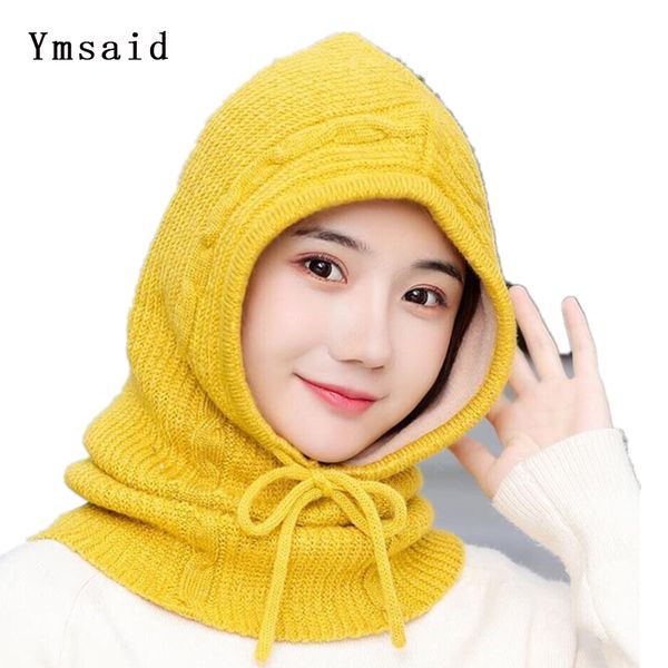 

wool winter knitted hat beanie women scarf skullies beanies winter hats female girl thick warm cap solid bonnet mask brand hat, Blue;gray