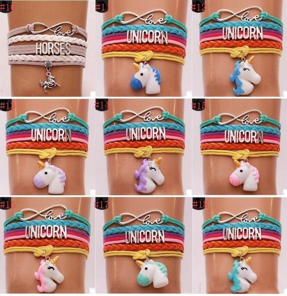 

wrap ювелирных изделий бесконечность лошадь любовь 33 цвет braid браслет манжета единорог единорог мода браслет браслеты многослойные письмо, Golden;silver