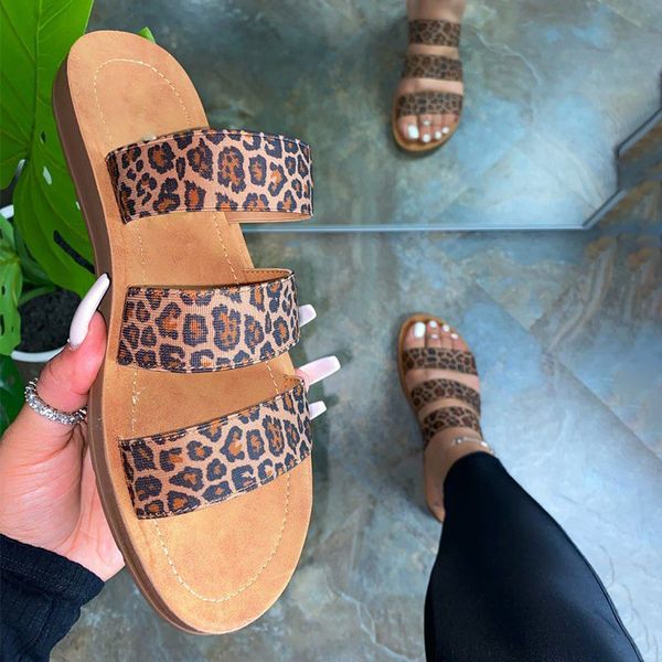 

slippers women leopard slides ladies summer beach home pu causal 2020 fashion comfort woman fluorescent candy color shoes new, Black