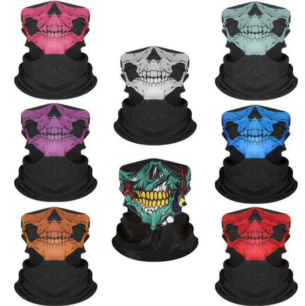 

ins scary skull half scarf tube bandanas hallowmas fashion face mask headband cycling fishing masks magic scarves ski neckcheif wraps e81102, Red;brown