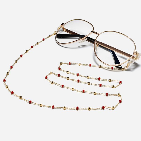 

gold silver ball link chain red beads glasses chains silicone eyeglasses cord sunglasses necklace band accessories
