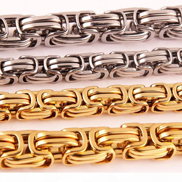 

hip hop mens 316l stainless steel flat byzantine link chain necklace rapper chunky fashion boys jewelry, Silver