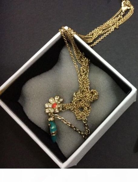 

new fashion luxury vintage blue vase necklaces crystal pendant flower necklace for women designerjewelry for wedding, Silver