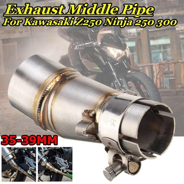 

motorcycle exhaust middle pipe muffler link escape exhaust adapter for z250 ninja 250 300 2013-2020 250cc 300cc z300