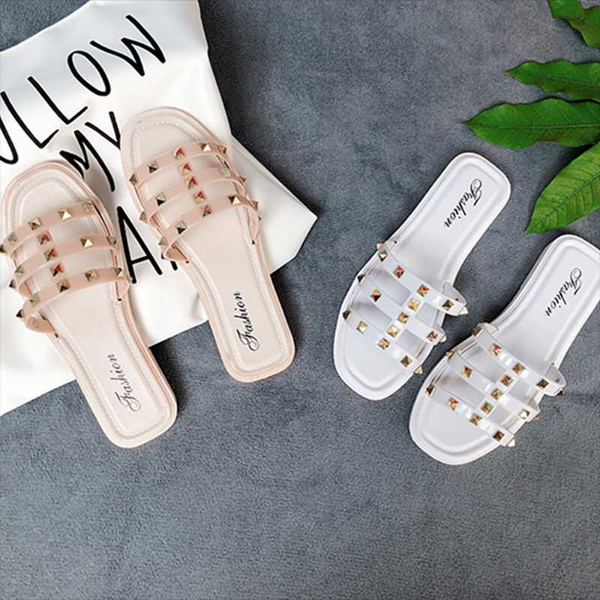 

women slippers fashion rivet style summer new design sandals casual ladies slippers, Black