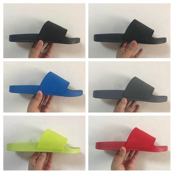 

2020 pool slipper sandal black fluo green summer beach indoor flat sandals slippers house flip flops men women sandals slippers with box