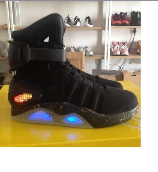 

2020 mag marty mcfly's led shoes back to the future glow in the dark black shoes with box quality