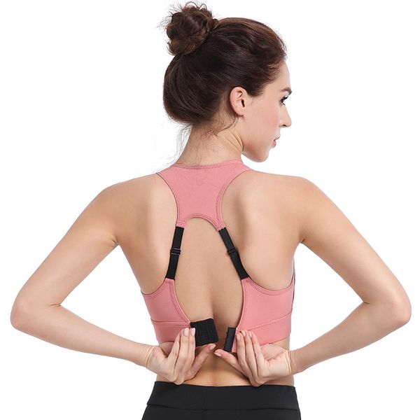 

gym clothing women yoga bras adjustable back buckle shockproof sports bra training push up chest anti-sagging breathable running, White;black
