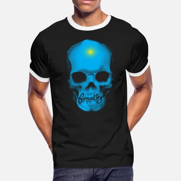 

finally skull cyan t shirt men custom cotton o neck fit loose comfortable summer style standard shirt