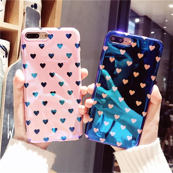 

cgjxsphone case for iphone 6 6s 7 8 plus x fashion blu -ray cute cartoon love heart soft tpu for iphone 8 phone case cover