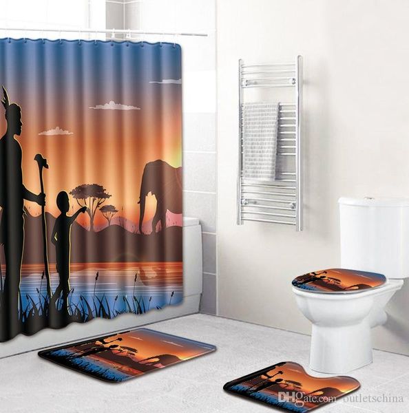 

new bathroom sets african egyptian style bathroom decoration shower curtain carpet rug set non-slip floor mat door bathroom rug bath mats
