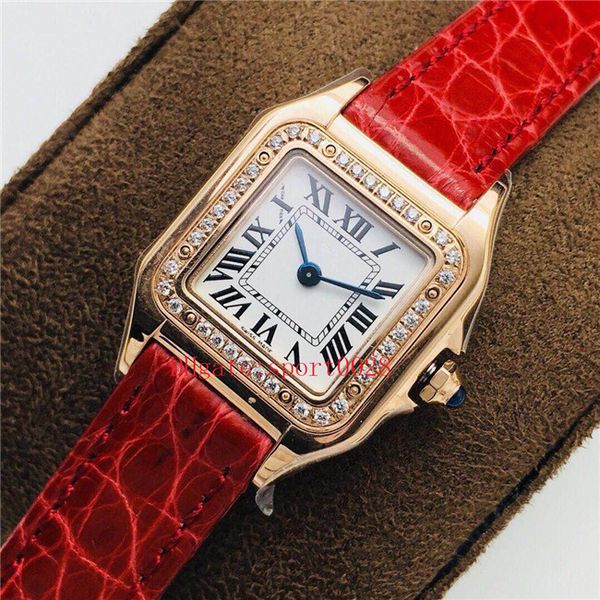 

swiss quartz movement 316l fine steel case set with diamond plated silver dial sword-shaped blue steel hands 27mmx37 22mmx30mm, Slivery;brown