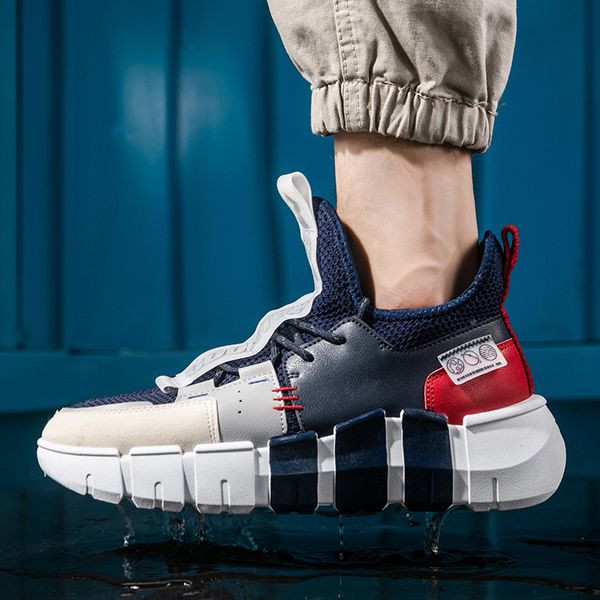 

fashion trend men sneakers mesh breathable high-sport shoes male lace up non-slip men joker simple sneaker casual mens shoes, Black