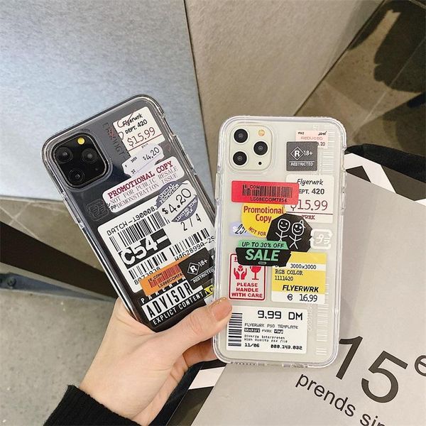

cute phone case cover for iphone xs x max xr 11 pro max 7 8 plus nice two color edge lable ins letter clear candy tpu soft funda
