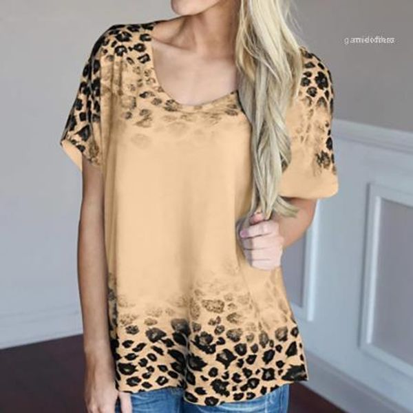 

slim с коротким рукавом sexy ladies топы leopard печати тройники женщины одежда crew neck womens tshirts лето, White