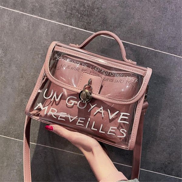 

прозрачный пакет милые сумки женщины моды ясно письмо печати мешки высокого качества низкая цена