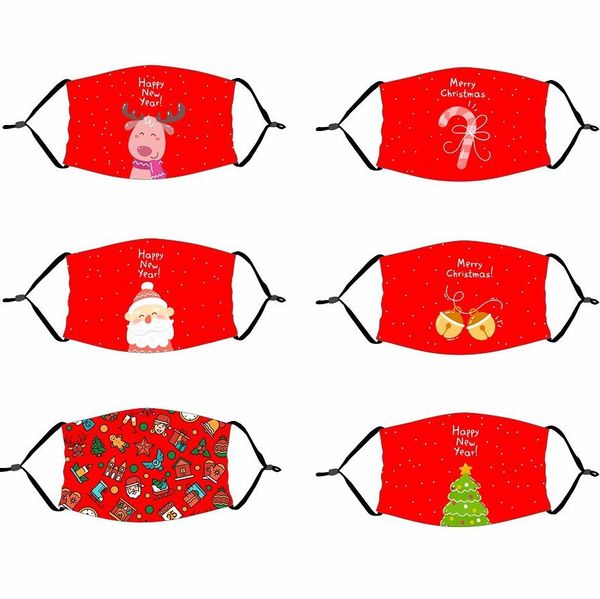 

dhl ship 3d print christmas masks deer snowman xmas face masks anti dust snowflake christmas mouth washable reusable with filter