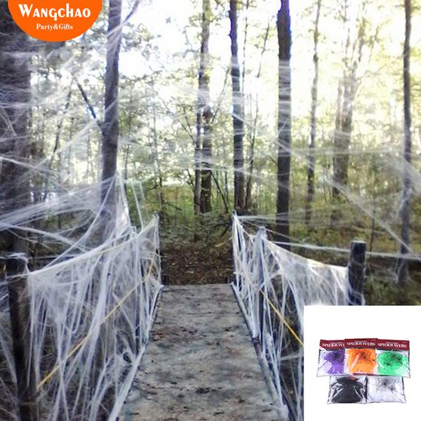 

20g/bag halloween decora o spider web scary party scene props white stretchy cobweb horror house home decoration accessories