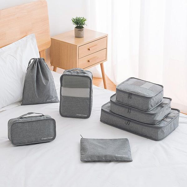 

seven-piece travel storage bag portable finishing large-capacity luggage waterproof clothing packaging and finishing package
