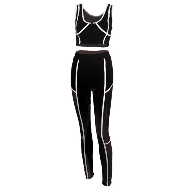 

women's tracksuits women sets summer pants suit two piece set night club party outfits sporty mesh casual black l, Gray