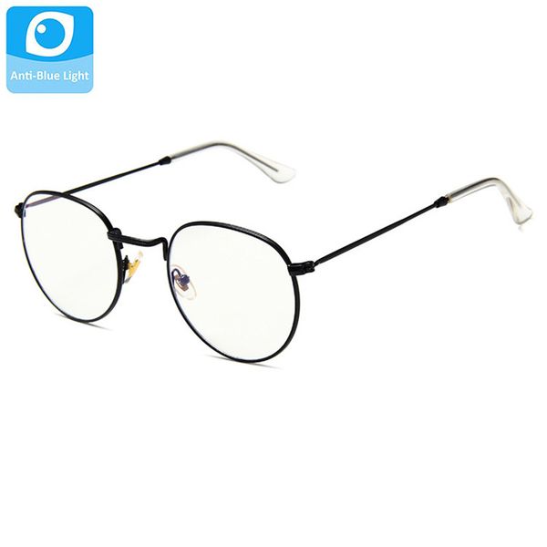 

anti blue light blocking glasses men eyewear women retro eye glasses metal frame female clear lens eyepiece shades, White;black