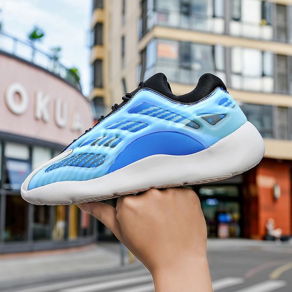 

700 wave runner shoes mens kanye relective fly woven fluorescent shoes women carbon teal blue static sports running sneakers 35-47
