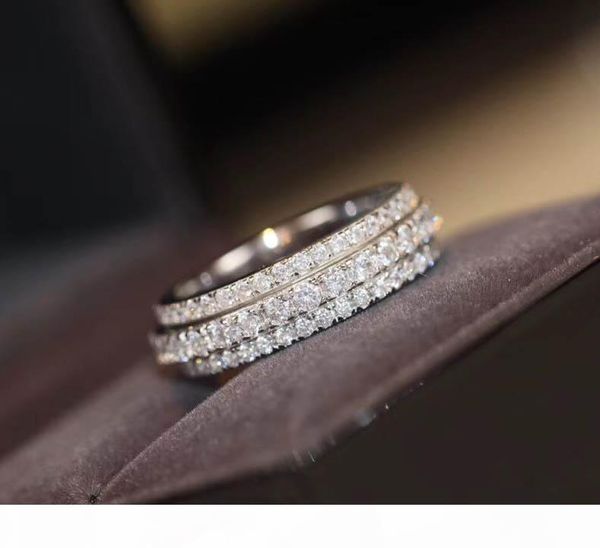 

роскошное качество панк-кольцо со всем алмазным и линией кольца среднего перемещения в 5-8 # размере для женщин свадебных украшений дня мате, Silver