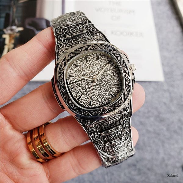 

07 mens watches fashion 42mm classic watch stainless steel carved quartz movement mens party wristwatch business watch gift clock, Slivery;brown