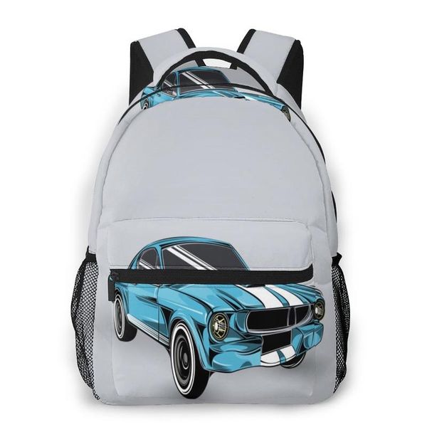 

2020 new backpack old school car muscle car school bag men backbag travel daypacks male leisure backpack women gril
