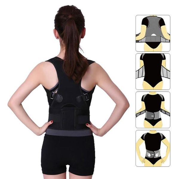 

men women posture corrector back support flexible correct waist belt vest brace health yoga training accessories, Black;blue