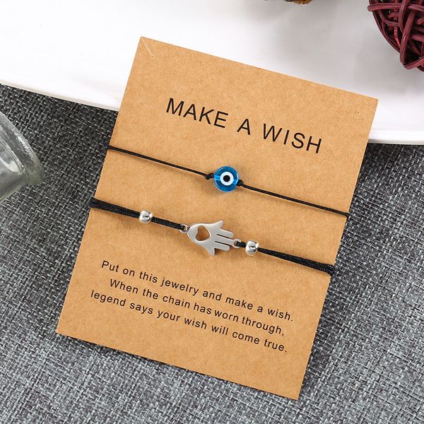 

minimalist handmade rope evil eye fatima bracelet simple couple bracelet for lovers friend forever braclet bff jewelry, Golden;silver