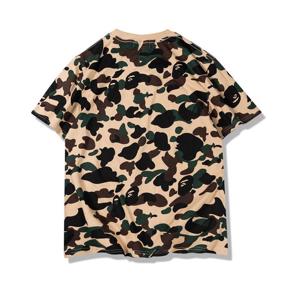 

2020 japanese-style popular brand camouflage large size loose-fit crew neck pullover teenager casual short sleeve t-shirt embroi, White;black