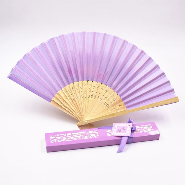 

silk fan fashion silk folding hand fans dance wedding party fold fan solid color fans gift paper box package novelty gga2581