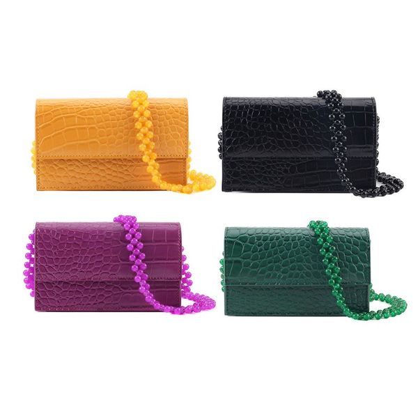 

women leather beads chain handbag shoulder bag purse tote satchel crossbody bag