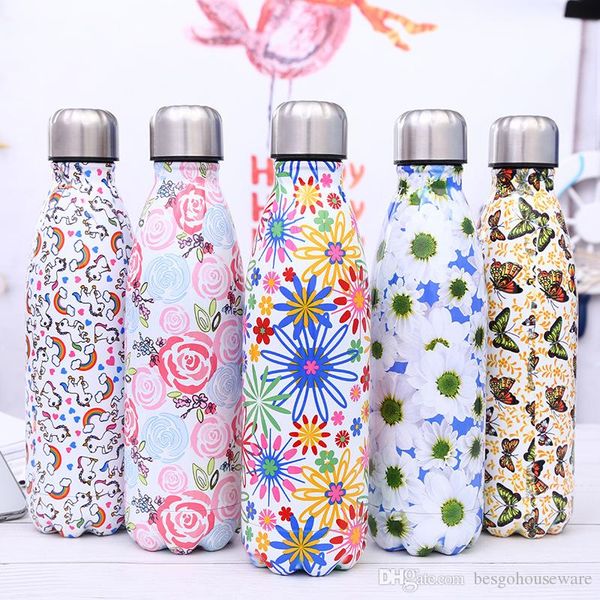 

17oz/500ml cola shape double water bottle stainless steel vacuum insulated mug outdoor sports traveling coffee cup 31 colors bh2248 wcy