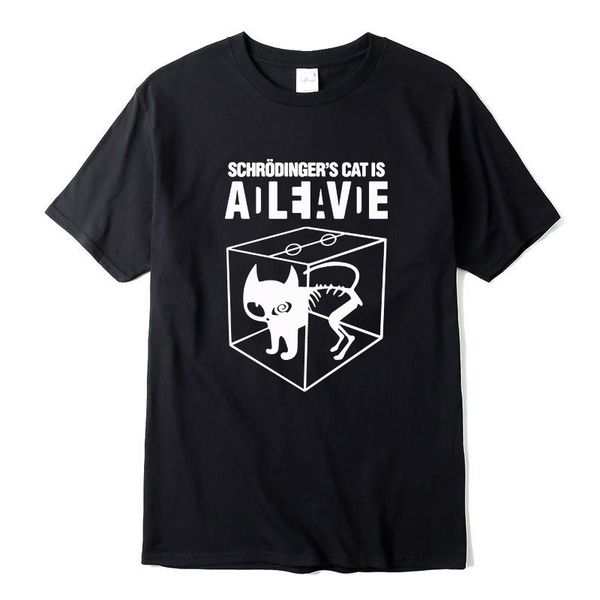 

xinyi men's t-shirt cotton schrodinger's cat print short sleeve men t shirt casual the big bang theory mens tshirt