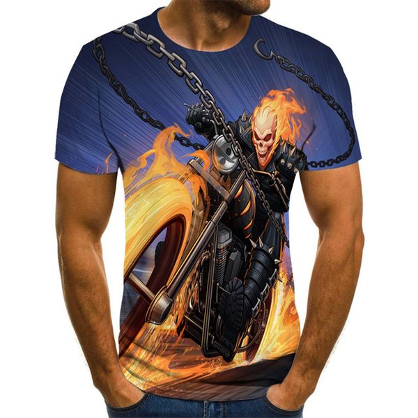 

2020men skull ghost rider cool 3d print shirts funny harajuku graphic men clothing