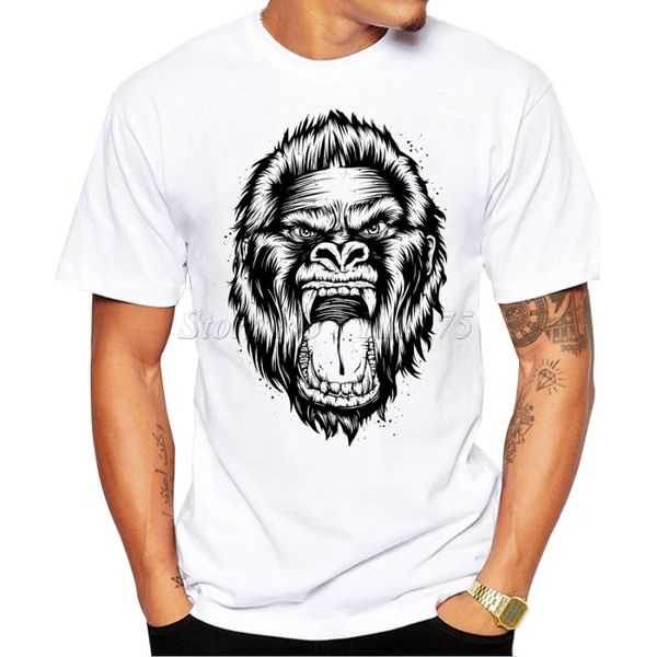 

2019 new fashion angry chimpanzee design men's t shirt cool casual male t-shirt