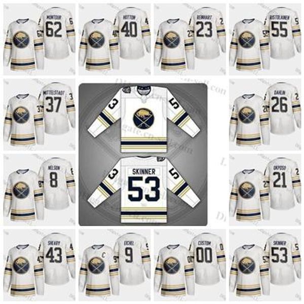 

buffalo sabres 50th season third jersey 9 53 55 26 jeff skinner jack eichel montour rasmus dahlin rasmus ristolainen carter hutton bogosian, Black;red