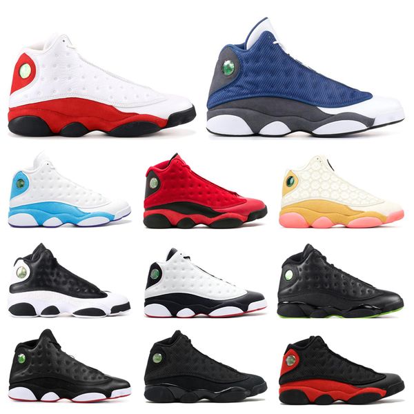 

2020 aurora green playground 13s snakeskin retro basketball shoes breeding robe and robe flint court purple sneakers boys width 40-46, Black