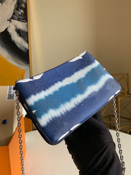 

quality escale pochette double zip summer 2020 collection women's tie dye giant canvas silver chain 2 zipped pockets versatile pouch